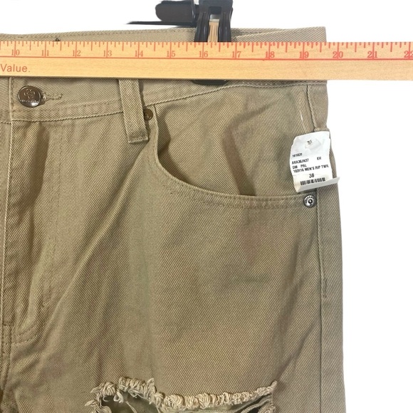 Akademiks Rip Twill Jeans Mens 38x30 Camel AKA36JN37 Punk Ript‎ Jeenz Distressed - Picture 12 of 15